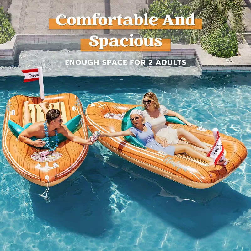 JOYFY Riesiges Boot-Pool-Float mit Kühlfach, aufaufblasbares Boot - Bild 2
