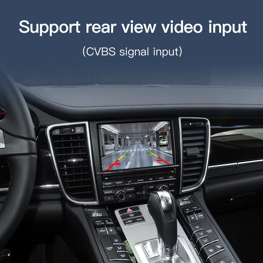 CARABC Drahtlose CarPlay und Android Auto Adapter für Porsche PCM3.1 Panamera Cayenne Cayman Macan Boxster 911 991 718 inklusive Rückfahrkamera, Schwarz - Bild 3