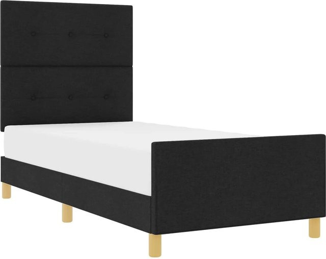 vidaXL Bettgestell mit Kopfteil in Schwarz aus Stoff, B/T: 90 x 190 cm - Bild 1