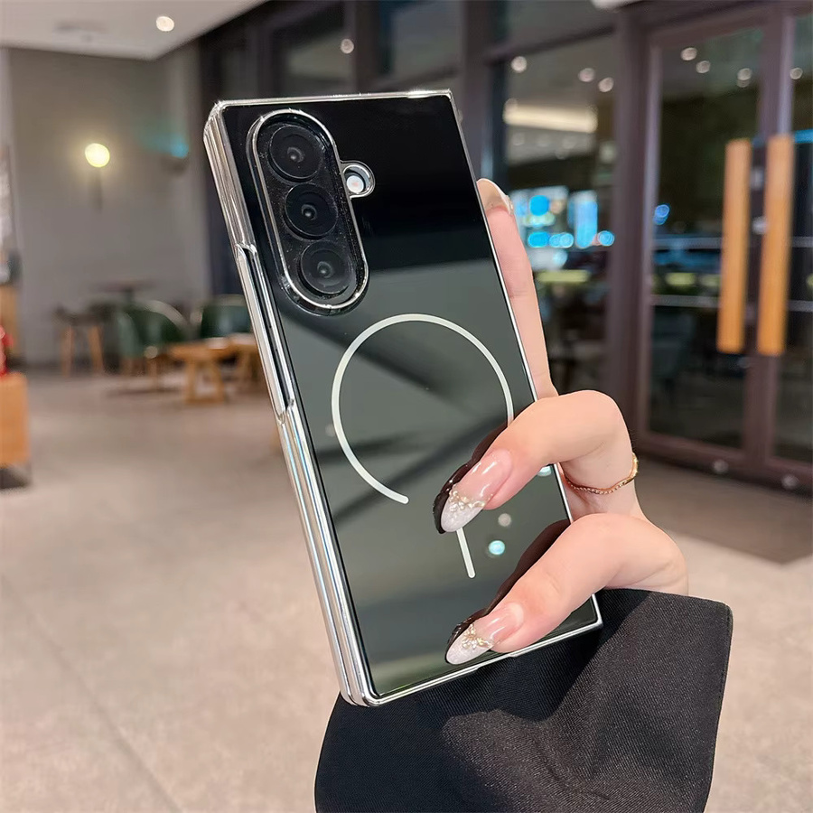 Magnetische Handyhülle mit HD-Displayschutzfolie aus gehärtetem Glas für Samsung Galaxy Z Fold 7 6 5 4 3 5G in Schwarz mit MagSafe Kompatibilität - Bild 1