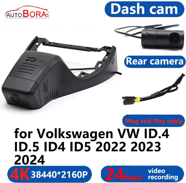 Autobora 4K UHD Dash Cam mit WiFi für Volkswagen VW ID.4 und ID.5 in Schwarz - Bild 1