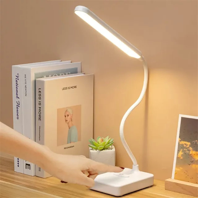 Feimefeiyou LED-Schreibtischlampe in Weiß mit Touch-Steuerung, dimmbar und USB wiederaufladbar - Bild 1