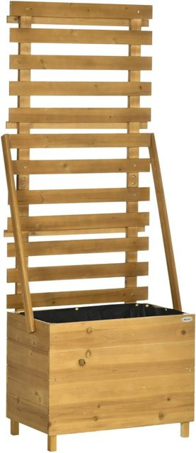 Outsunny Hochbeet aus Massivholz mit Rankgitter und 3 Schubladen, Braun, B: 63 cm, T: 39 cm, H: 160 cm - Bild 1