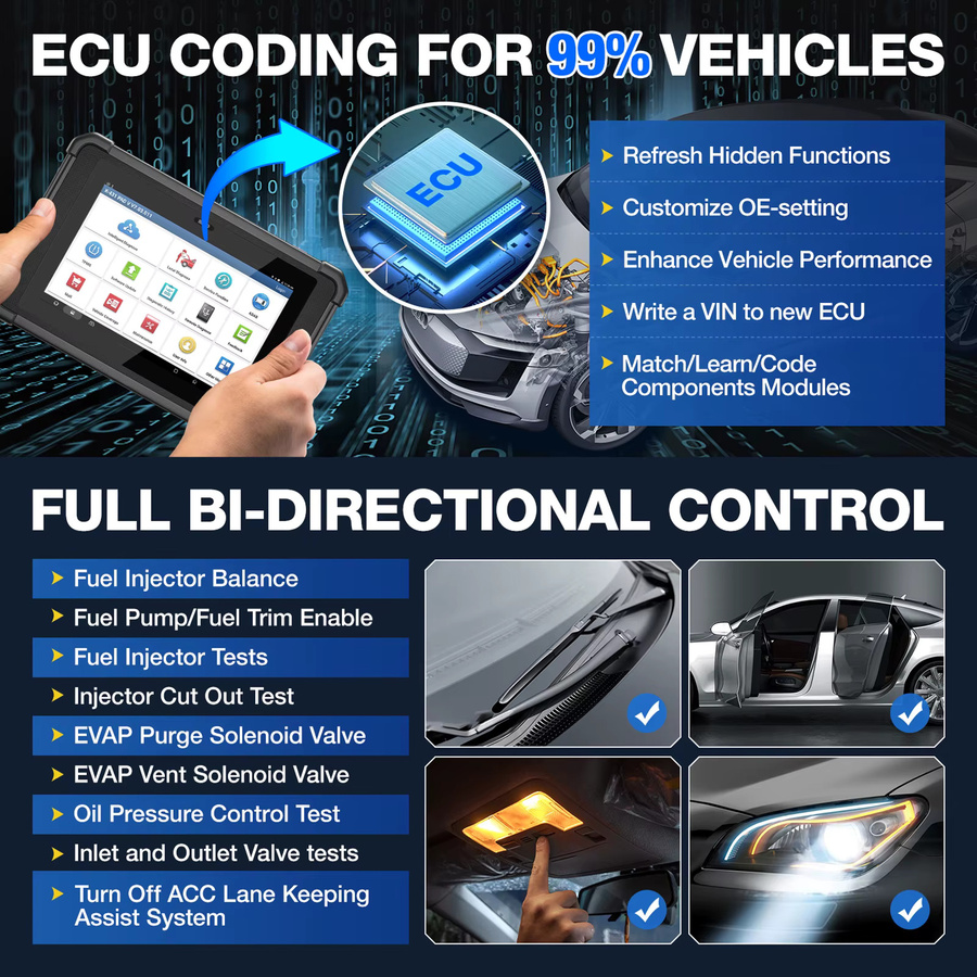 LAUNCH X431 PAD V ELITE OBD2-Scanner in Schwarz für ECU-Codierung und Online-Programmierung mit bidirektionaler Diagnose und Topologie-Karte - Bild 5