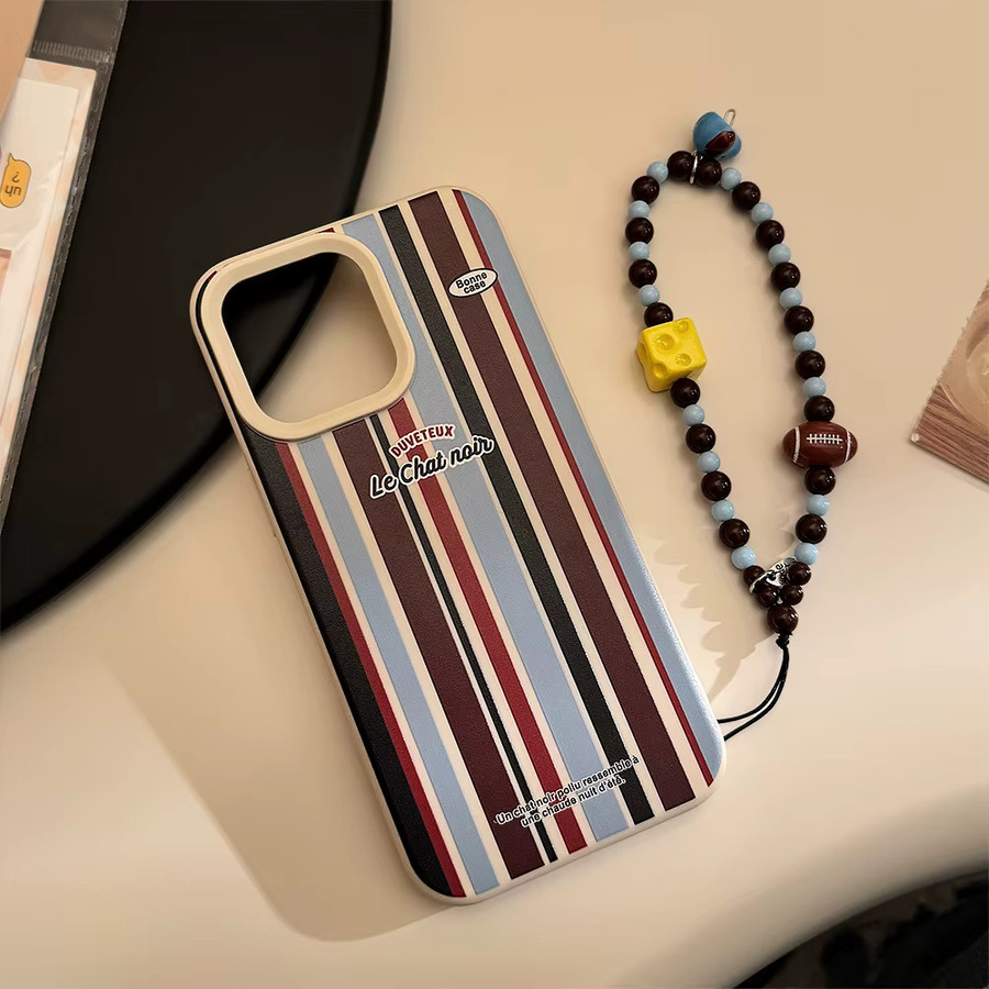 MUQGEW Handyhülle mit Kette im koreanischen Cartoon-Design für iPhone 16, 15, 14, 13, 12 Pro Max, gestreift und stoßfest, multicolour - Bild 4