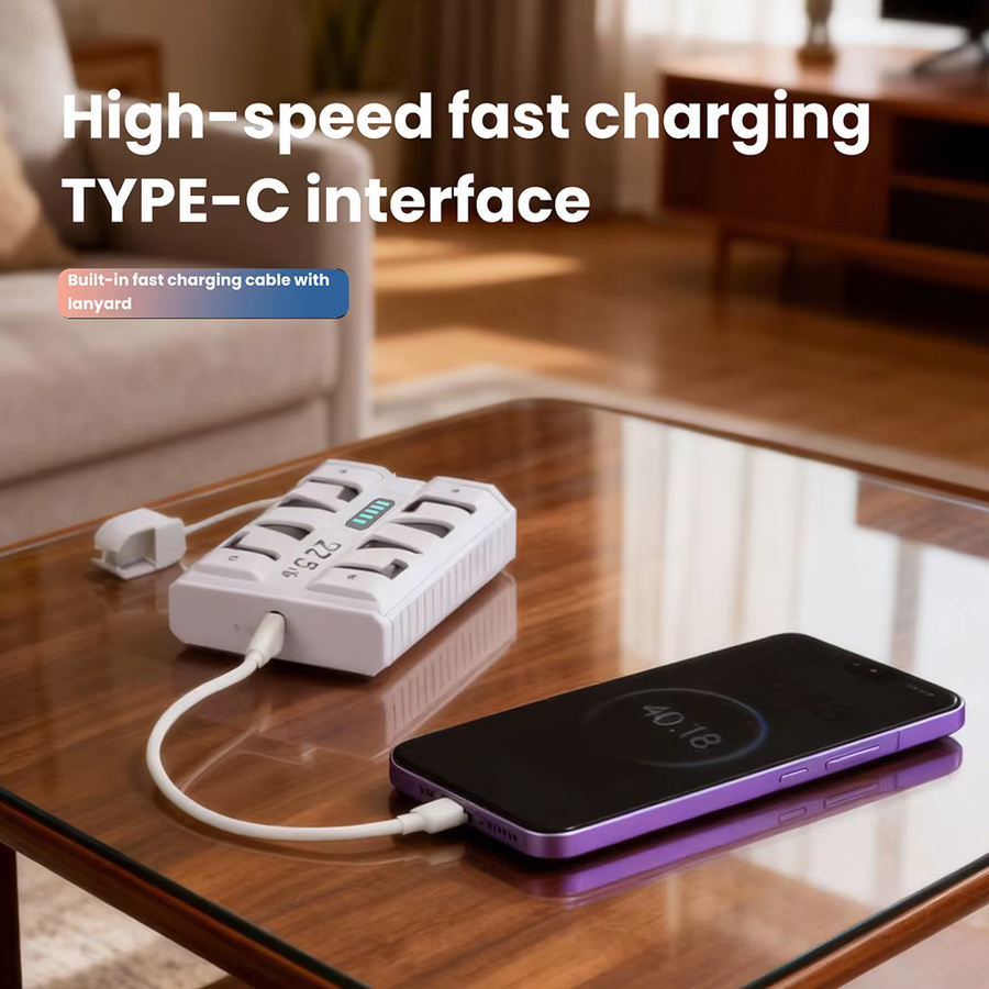 Gaqqee Powerbank DIY-Kit mit 22,5W Schnellladung und 21700 Batteriegehäuse in Grau oder Weiß - Bild 5
