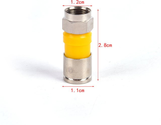 ESHYLALA 10er Set RG6 F Typ Kompressionsstecker mit Snap-Dichtung, wasserdicht, Silber/Gelb - Bild 1