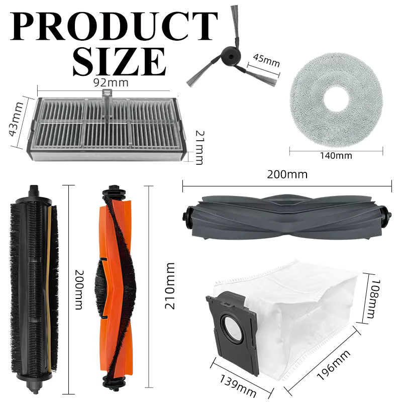 Dreame Zubehör-Set für X40 Ultra, X40 Pro und L40 Ultra mit Hauptbürsten, Seitenbürsten, Wischtüchern, HEPA-Filtern und Staubbeuteln - Bild 2