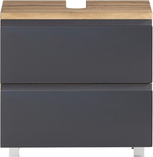 Held Möbel Unterbeckenschrank Ancona in matt Grau-Wotaneiche, Breite: 60 cm, Höhe: 54 cm, Tiefe: 35 cm - Bild 1