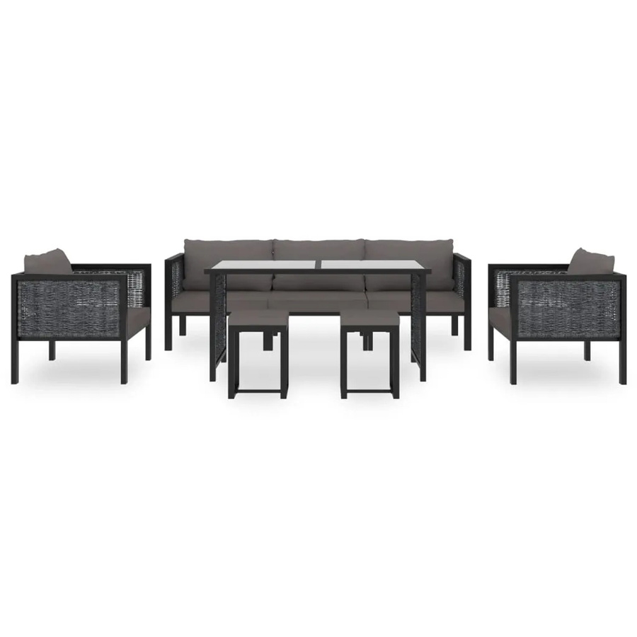 vidaXL 8-tlg Garten-Lounge-Set aus Poly Rattan und Aluminium in Anthrazit mit Auflagen und Hartglas-Tisch - Bild 2