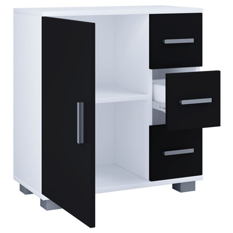 VCM Midischrank Zalo in Weiß und Schwarz aus Holzwerkstoff, B/H/T: 30,4 x 65 x 60 cm - Bild 2