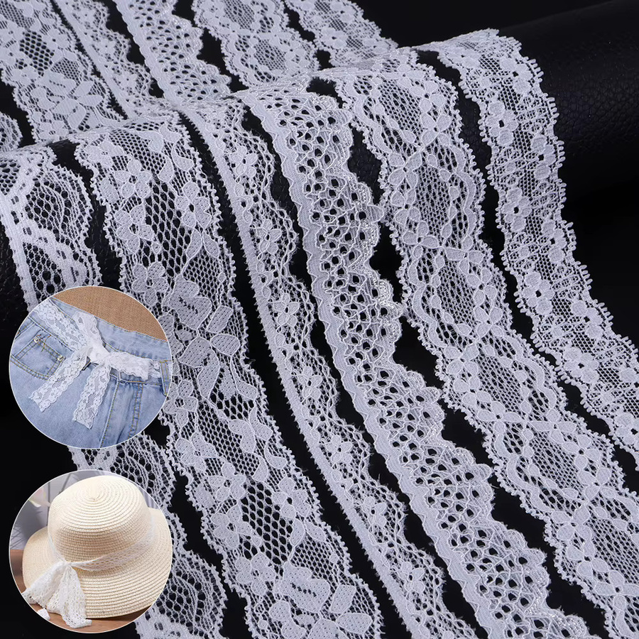 Weißes elastisches Spitzenband für DIY-Dekorationen, Geschenkverpackungen und zum Nähen von Kleidung, 5 Yards/Lot - Bild 4