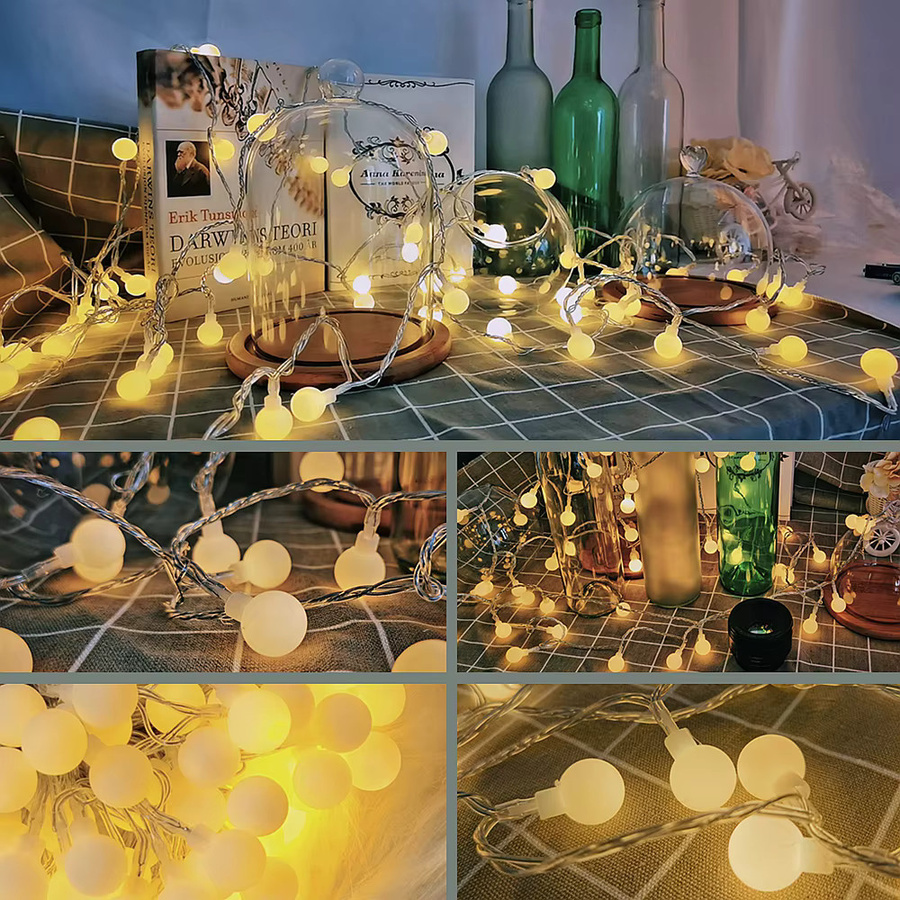Topdii LED Ball Girlande Warmweiß mit USB und Batterie, Wasserdichte Round String Lights für Weihnachten, Hochzeit und Party - Bild 4