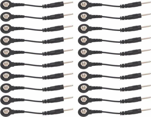 GoolRC 20 Stück Elektrodenkabel mit Druckknopf-Elektroden für TENS-Geräte und digitale Behandlungsgeräte in Schwarz und Grau - Bild 1