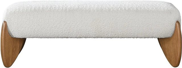 Sitzbank Gamura aus Holz mit Bouclé-Stoff in Weiß, Breite: 127 cm - Bild 1