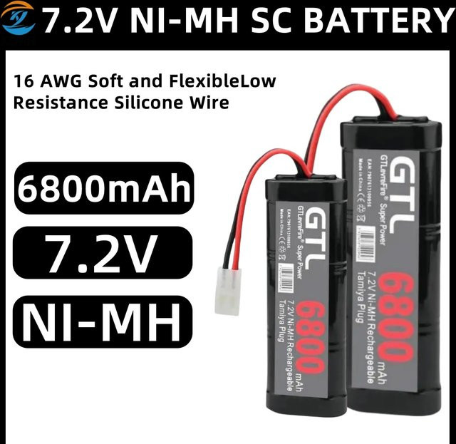 KEPAH NiMH Ersatz Akku 7,2 V mit 6800 mAh und Tamiya Stecker in Schwarz für RC Spielzeug Rennwagen Boote und Flugzeuge - Bild 1