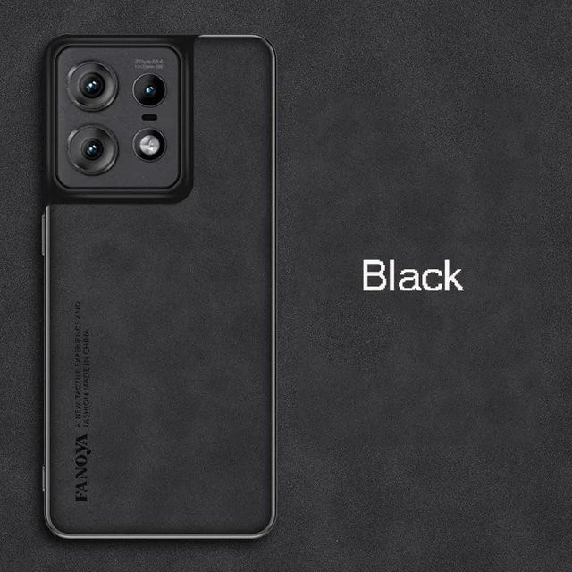 Schlichte Lederhülle für Motorola Edge 60 Neo und Edge 50 Neo in Schwarz, mattes Silikon mit stoßfestem Bumper-Schutz - Bild 1