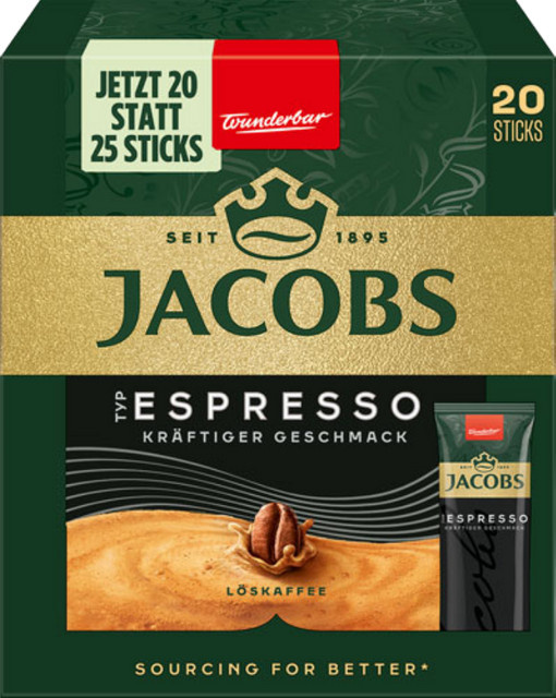 Jacobs Typ Espresso, Löskaffee, Sticks, 20 x 36 g - Bild 1