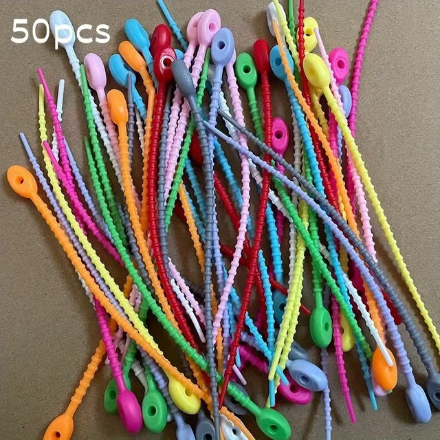 Wiederverwendbarer Silikon-Kabel-Organizer in Multicolour für dein Kabelmanagement mit Kabelbindern, Reißverschlusstaschen und gedrehten Bändern - Bild 1