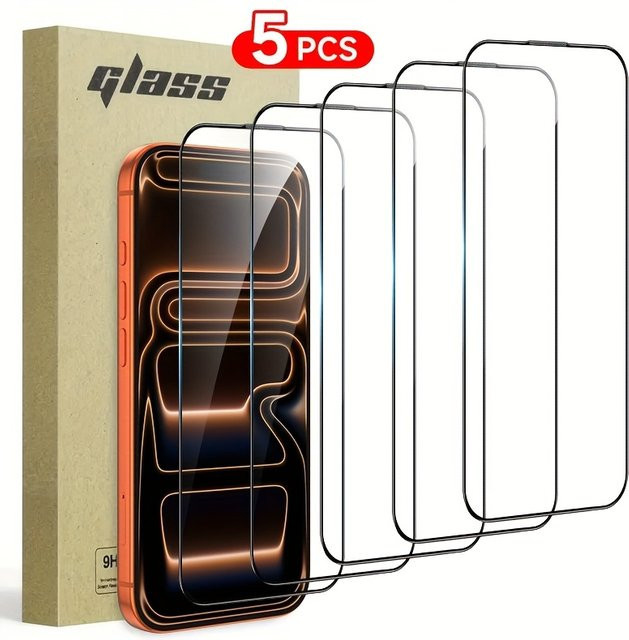 5er-Set Displayschutz aus gehärtetem Glas für Apple iPhone 17 Pro Max, iPhone 17 und iPhone Air 17 Pro, transparent, HD-Qualität - Bild 1