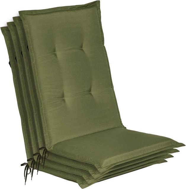 Beautissu 4er Set Gartenstuhlauflage Loft HL in Olivegrün, B/T/H: 120 x 50 x 6 cm - Bild 1
