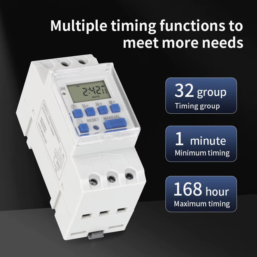 TNCE Digitale Zeitschaltuhr THC15A 220V Mini-Zeitregler mit 7-Tage-Programmierung in Weiß - Bild 5