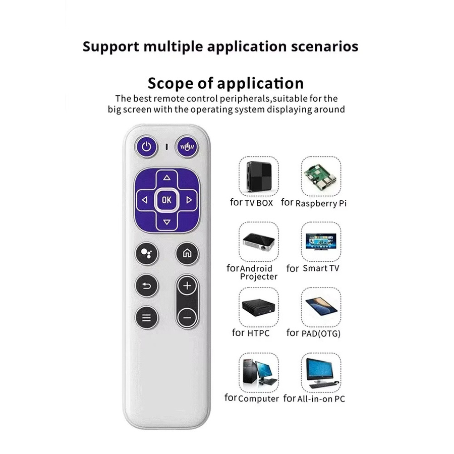 KEBIDUMEI Kabellose Air Mouse und Mini-Tastatur mit Bluetooth 5.2 und 2,4GHz, Sprachfernbedienung mit IR-Lernfunktion für PC und Android TV Box, Weiß - Bild 1