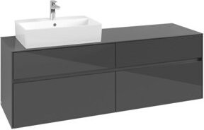 V&B Waschtischunterschrank Collaro in Glossy Grey mit Waschbeckenanschluss links, B/T/H: 160 x 54,8 x 50 cm - Bild 1