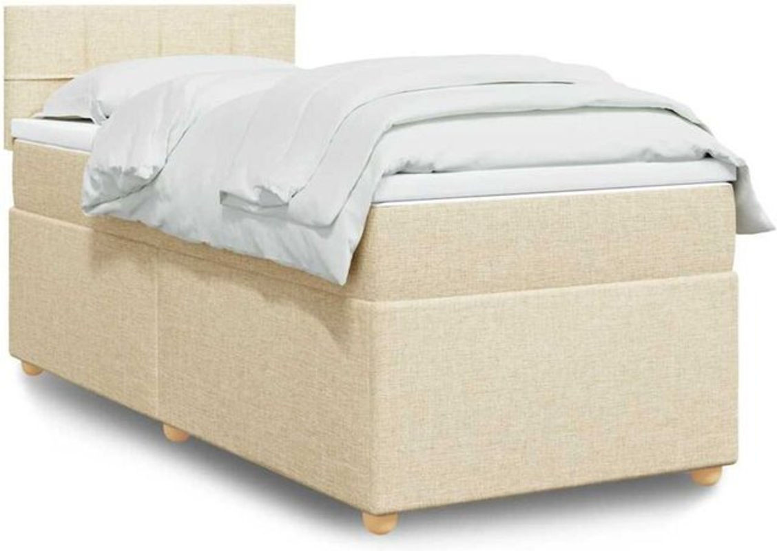 Vidaxl Boxspringbett mit Matratze in Beige aus Stoff und Holzwerkstoff B/T/H: 80 x 200 x 100,5 cm - Bild 1