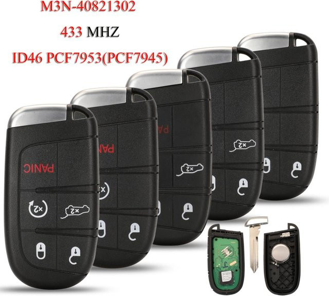 Jingyuqin Smart Autoschlüssel Fernbedienung für Jeep Grand Cherokee und Dodge Durango, 433MHz, ID46 PCF7953/7945 Chip, Schwarz - Bild 1