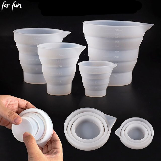 ChengHaoRan Silikon Faltbarer Messbecher mit Skala 50-500ml für Lebensmittel und DIY Epoxy Resin Kunst - Bild 1