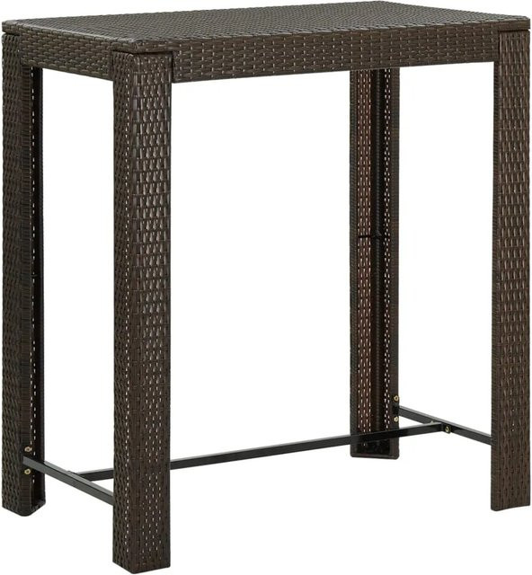 vidaXL Garten-Bartisch aus PE-Rattan und pulverbeschichtetem Stahl in Braun, B/T/H: 100 x 60,5 x 110,5 cm - Bild 1
