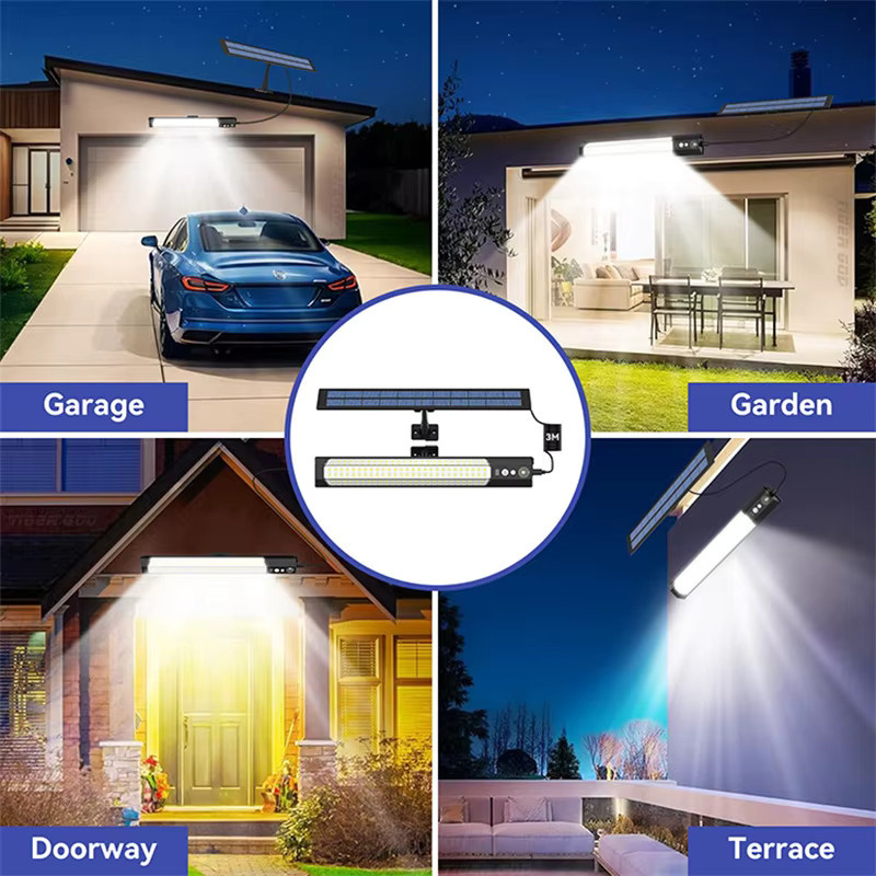 Solarleuchten für den Außenbereich mit 158 LED, Schwarz, Solar-Flutlichter mit Bewegungssensor, Fernbedienung und Dämmerungssensor, IP65 wasserdicht, Sicherheitsstrahler für Garten und Wand - Bild 5