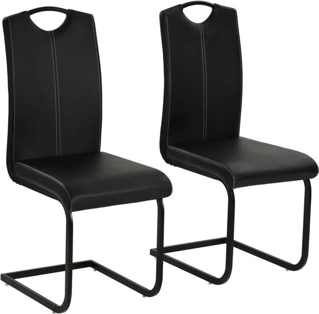 vidaXL Freischwinger Set aus 2 Stück in Schwarz mit Kunstleder und Metallgestell - Bild 1