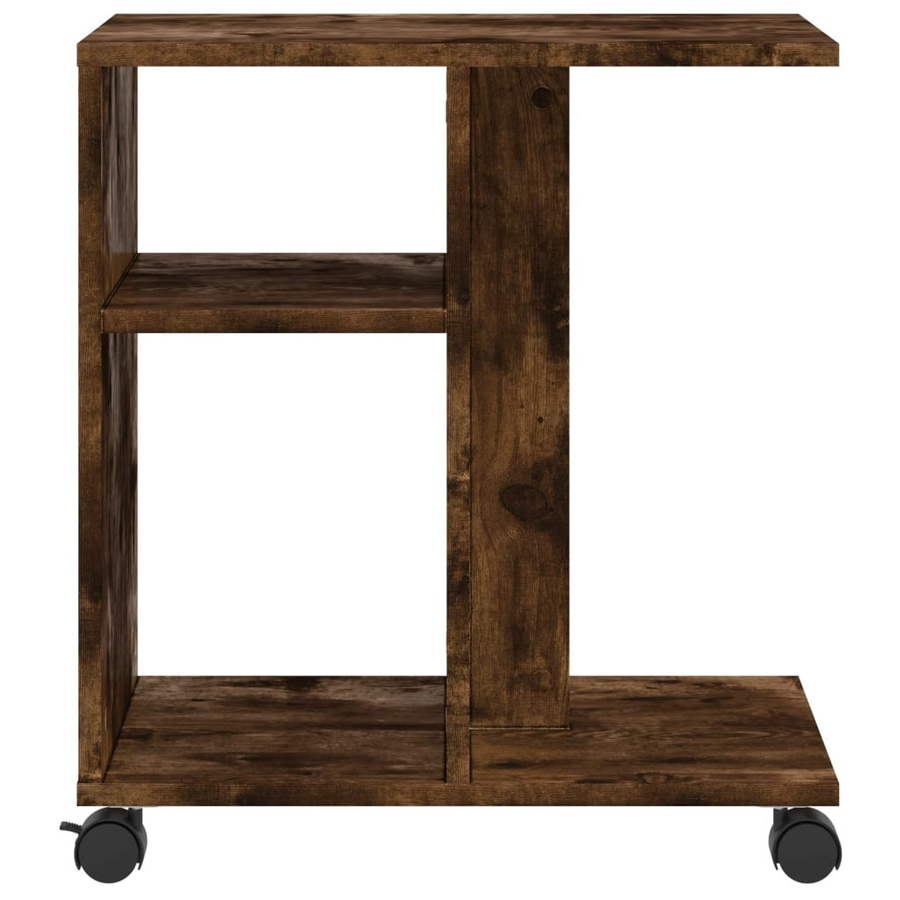 vidaXL Beistelltisch mit Rollen aus Holzwerkstoff in Räuchereiche, B/T/H: 50 x 30 x 55 cm - Bild 3