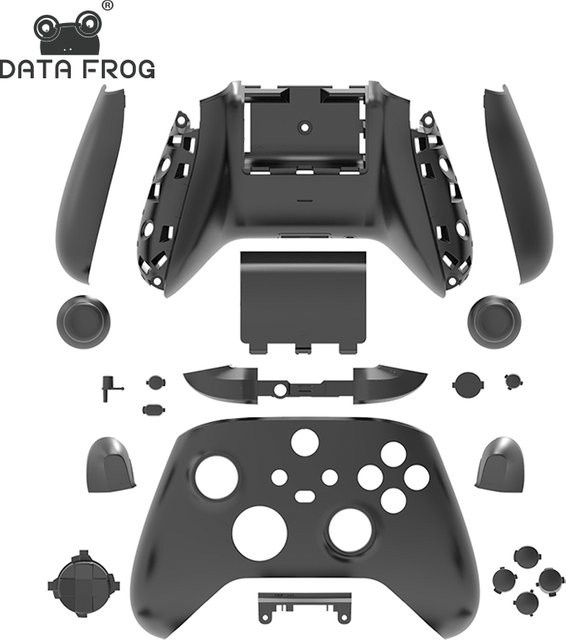 DATA FROG Gehäuseschale für die hintere Abdeckung von Xbox Series X S Controllern, Ersatzteil und DIY-Reparaturset, Schwarz - Bild 1