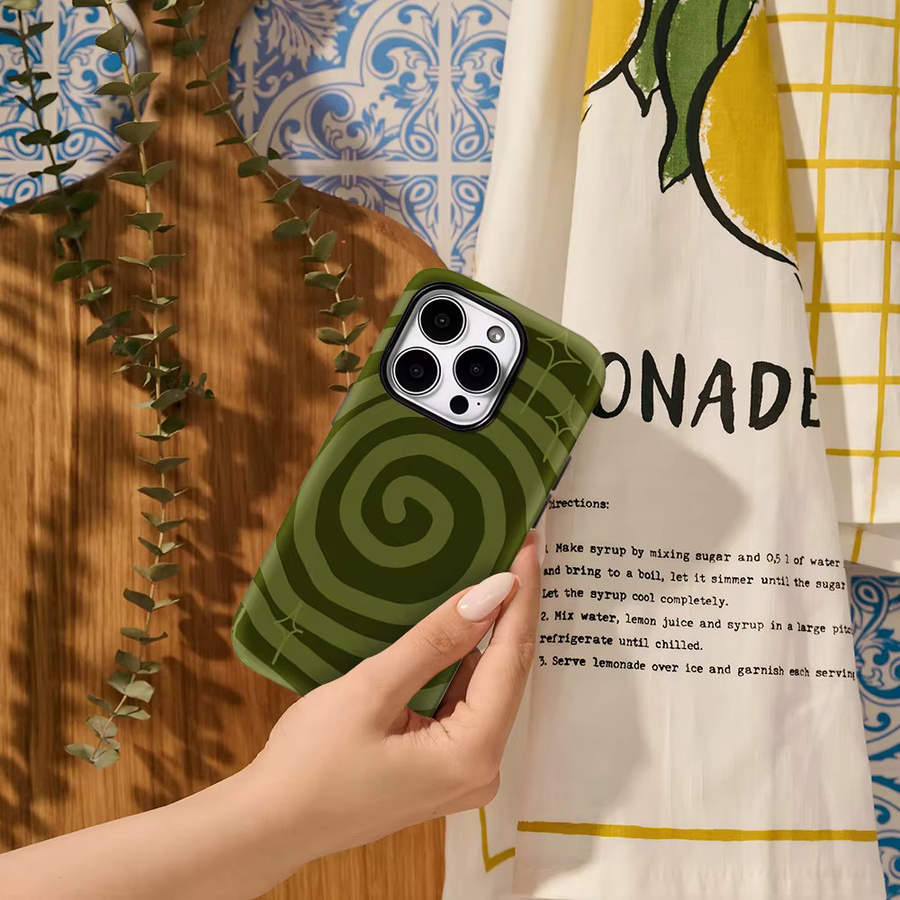 Potdemiel Spiral-Handyhülle in Grün für iPhone 18 bis 11 Pro Max Plus mit doppelschichtiger Rückabdeckung - Bild 5