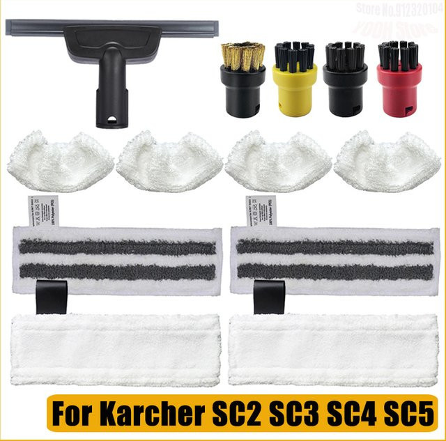 Kärcher EasyFix Zubehör-Set für Dampfsauger SC2 SC3 SC4 SC5 mit Mikrofaser-Mopppads, Glas Schaber und Pinsel Kopf - Bild 1
