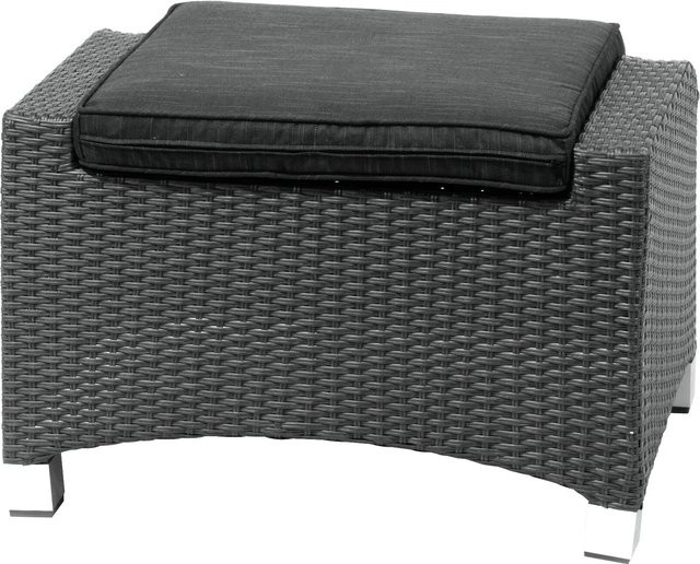 OUTFLEXX Rocking Hocker aus Polyrattan mit Polster in Grau/Braun-meliert, B/T/H: 71 x 45 x 56 cm - Bild 1