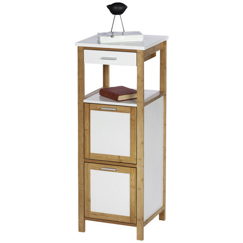 Wenko Regal Finja aus Bambus und MDF, Braun/Weiß, B/T/H: 34 x 30 x 89 cm - Bild 2