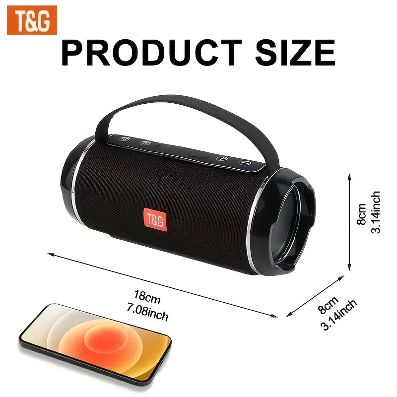 T&G TG116C Tragbarer Kabelloser Bluetooth Lautsprecher mit 5.3 Surround Sound, USB, TF und FM-Radio in Blau - Bild 3