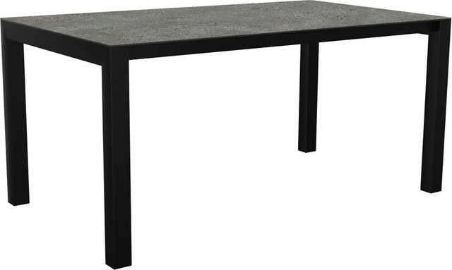 Stern Ausziehtisch aus Aluminium in Schwarz Matt mit Tischplatte Silverstar Flint, B/T: 160 bis 210 x 90 cm - Bild 1