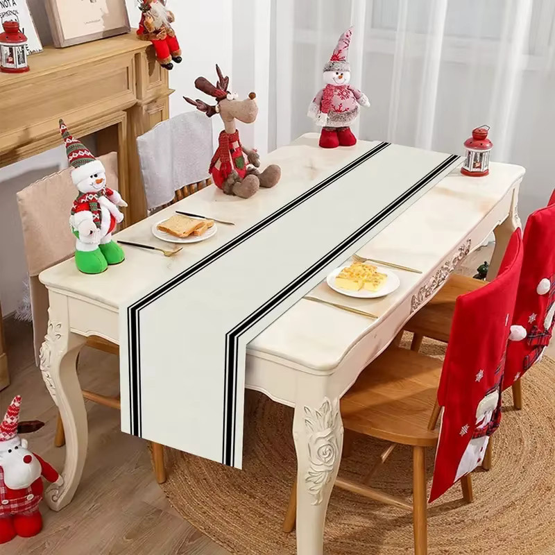 VIKAMA Esstischläufer minimalistisch gestreift in Schwarz-Weiß, Rechteckig, Breite: 90 cm, Tiefe: 33 cm - Bild 3