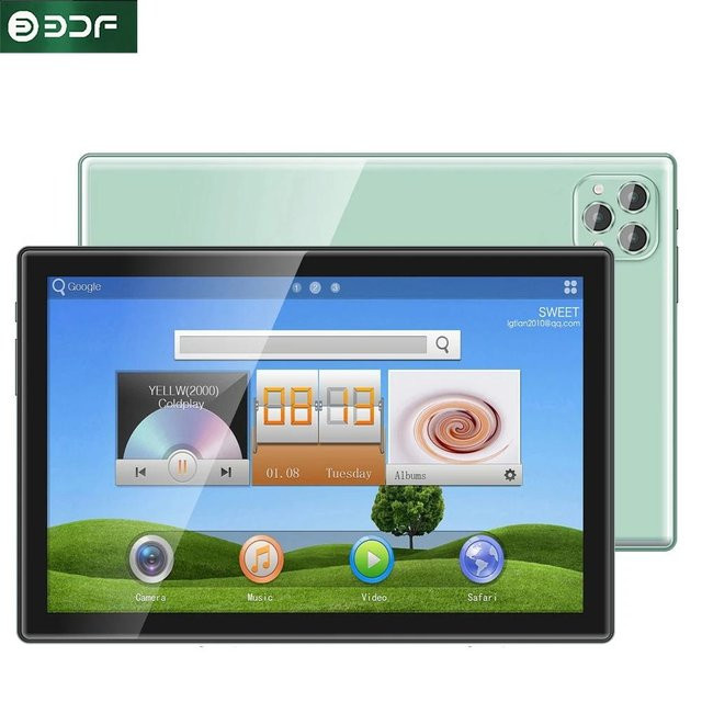 BDF 10,1 Zoll Tablet mit Tastatur, Android 12, Octa-Core, 8 GB RAM, 256 GB ROM, Dual 4G LTE, Grün - Bild 1