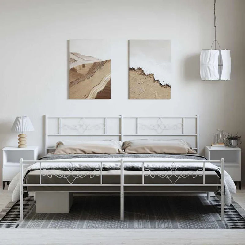 Vidaxl Metall-Bettgestell mit Kopfteil und Fußteil in Weiß, B/H: 183 x 213 cm - Bild 3