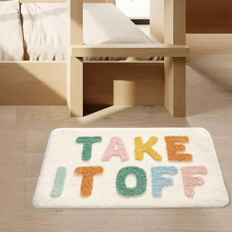 VIKAMA Badezimmer-Antirutschmatte mit Alphabet-Design, schnelltrocknend und hochabsorbierend, B/T: 60 x 40 cm, Mehrfarbig - Bild 2