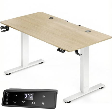 CASARIA Höhenverstellbarer Schreibtisch mit Elektroantrieb in Beige, B/T/H: 160 x 75 x 72-117 cm