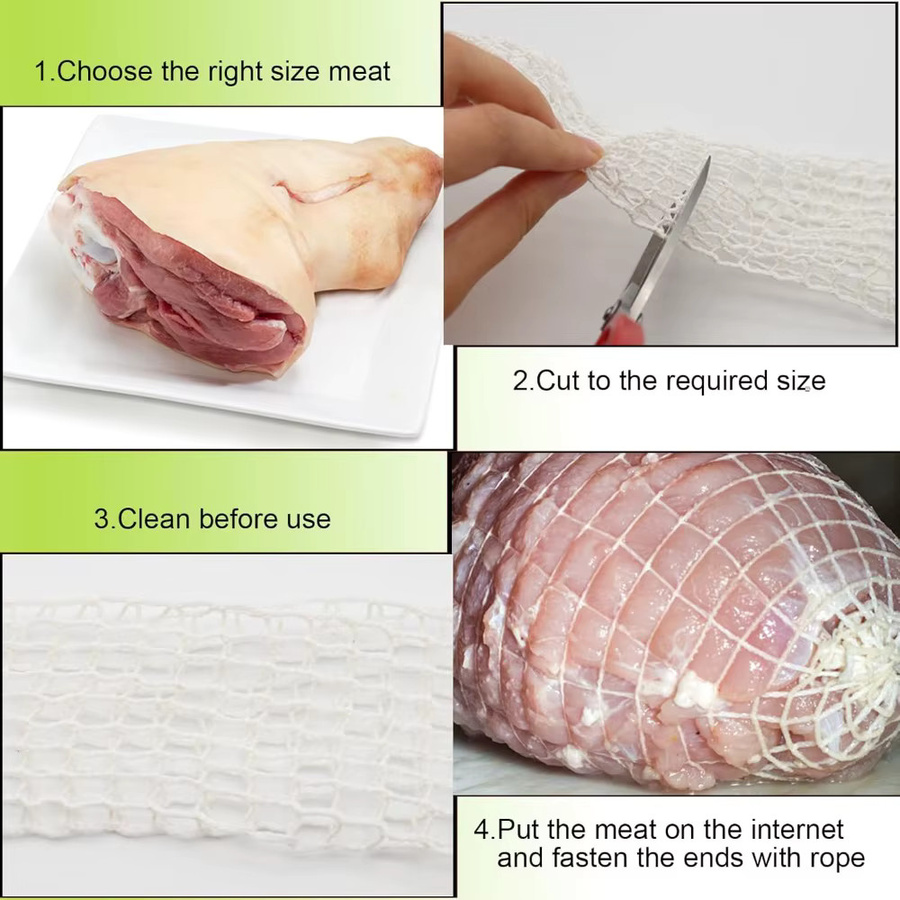FEB.WIND Fleischnetz in Weiß, 3 m elastisches Schnurnetz zum Kochen und Räuchern von Fleisch, Schinken und Geflügel - Bild 2