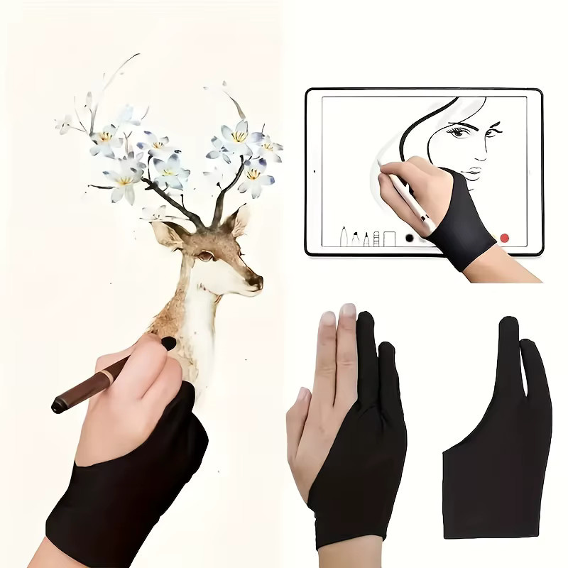Künstler-Zwei-Finger-Zeichnungshülle in Schwarz als Antifouling-Handschutz zum Skizzieren, Malen und für Tablets - Bild 3