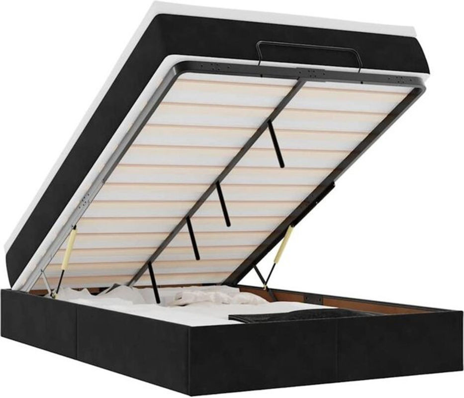 vidaxl Ottoman Polsterbett mit Matratze aus Samt in Schwarz B/T/H: 120 x 200 x 23,5 cm - Bild 1
